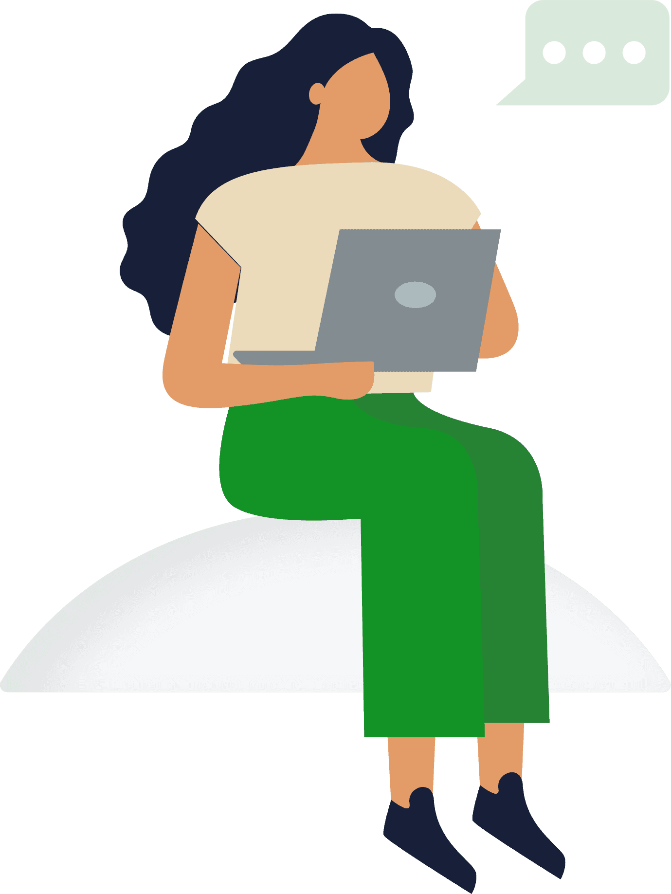 A girl is typing on laptop