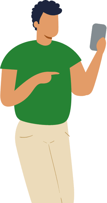 A man is wearing a green shirt