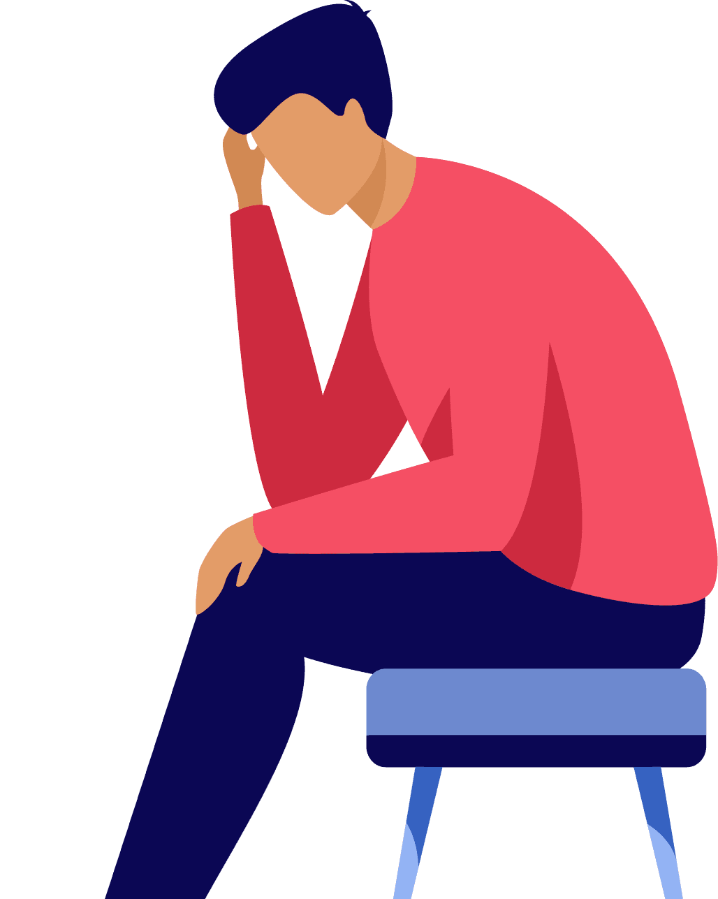 A man is wearing a red shirt